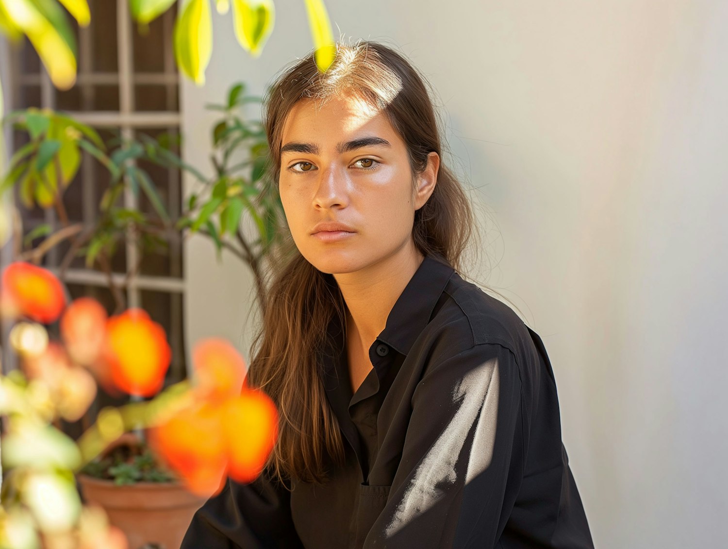 Contemplative Young Woman in Natural Light