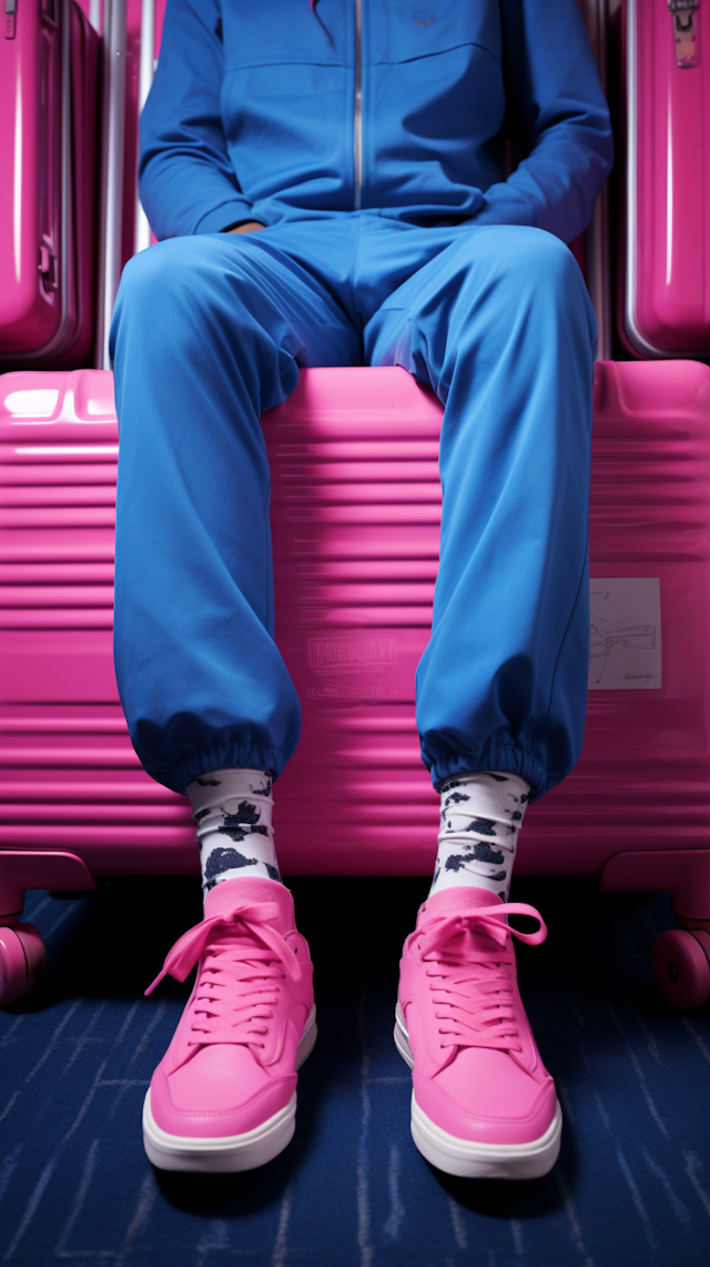 VividBlueTracksuitAndPinkSuitcase