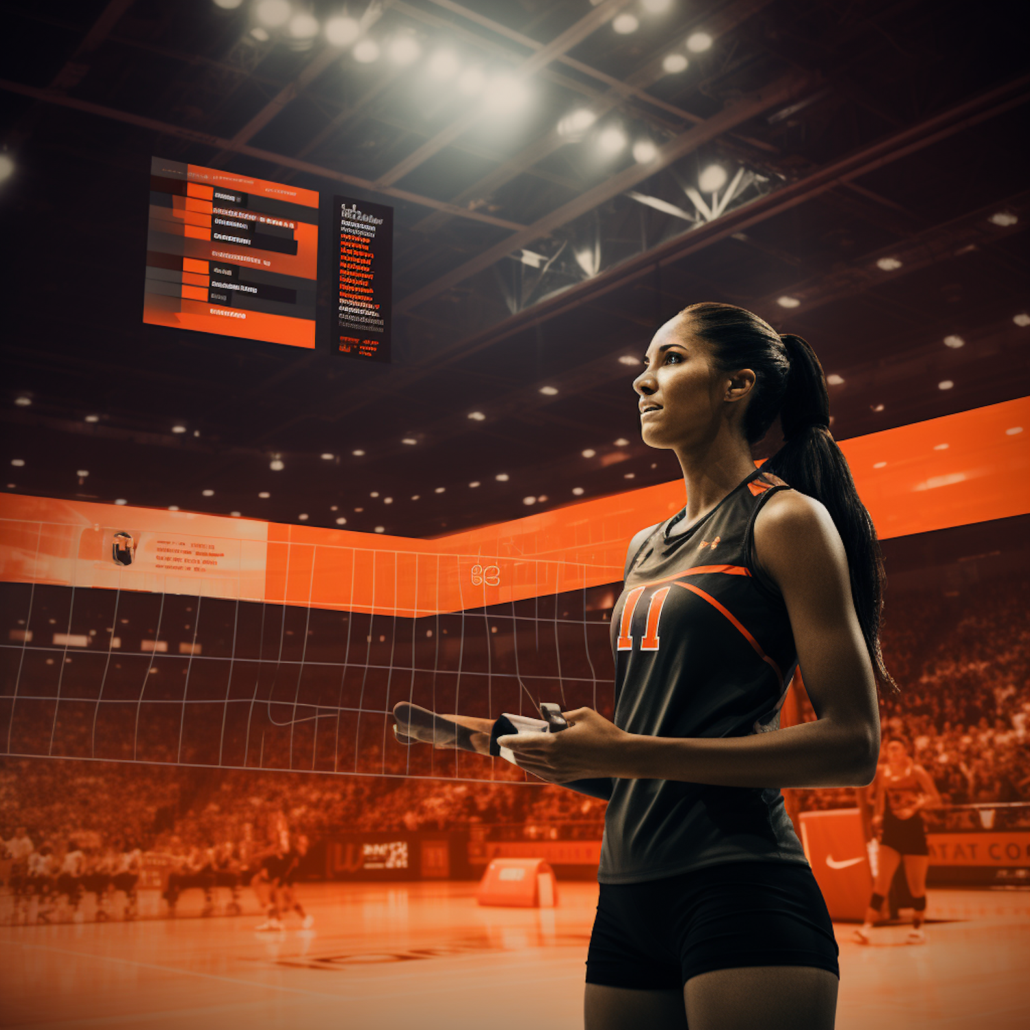 Focused Female Volleyball Player in Sports Arena