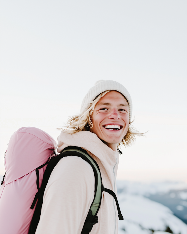 Adventurous Young Person in Snowy Landscape