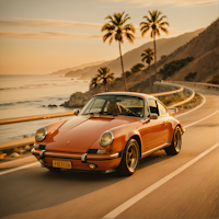 Orange Porsche Sunset Drive