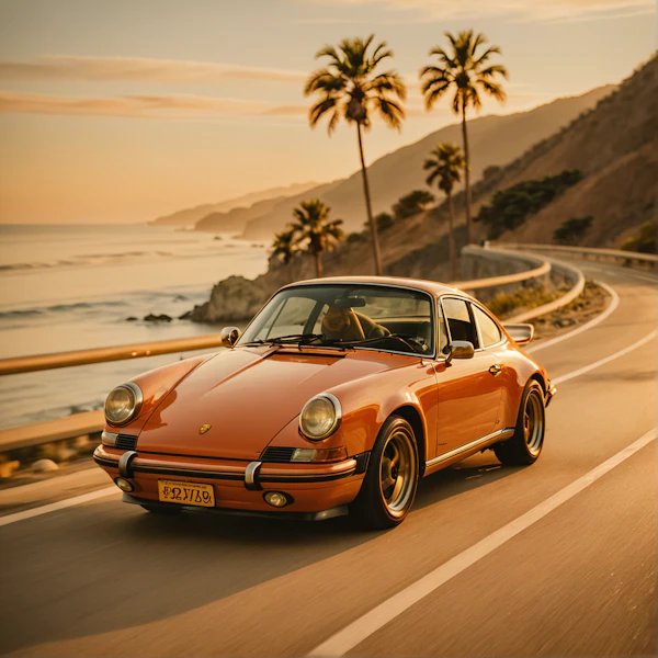 Orange Porsche Sunset Drive