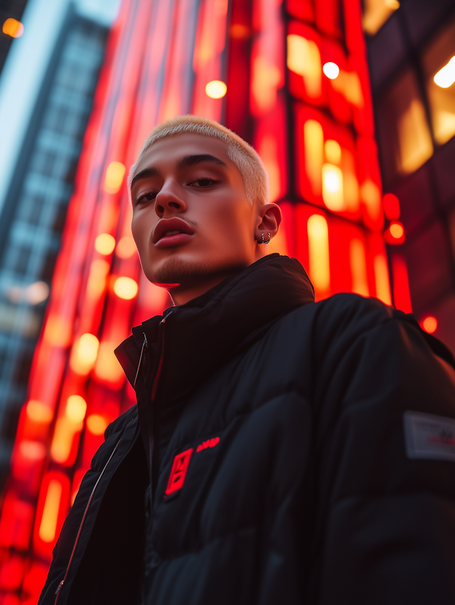 Urban Portrait with Vibrant Lights