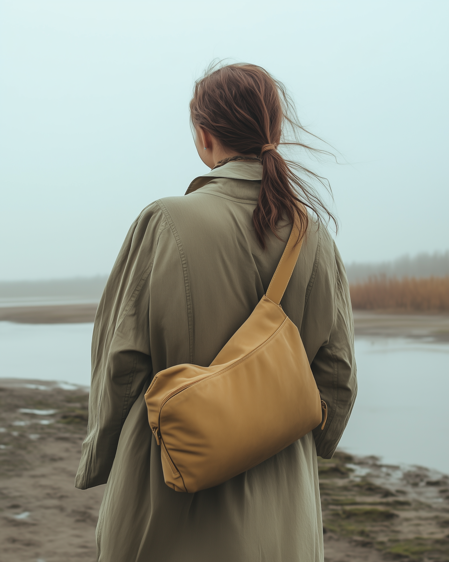 Contemplative Figure by the Water