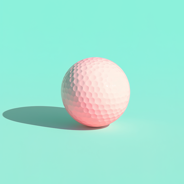 Pink Golf Ball on Teal Background