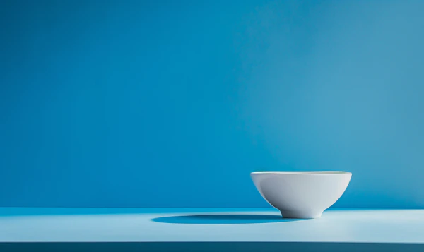 Minimalist Blue and White Bowl Composition