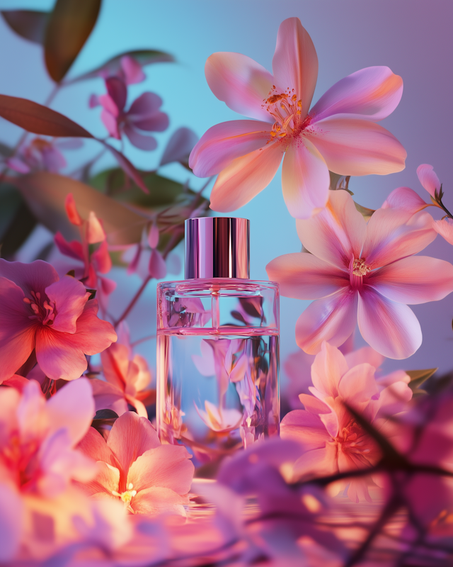 Perfume Bottle with Flowers