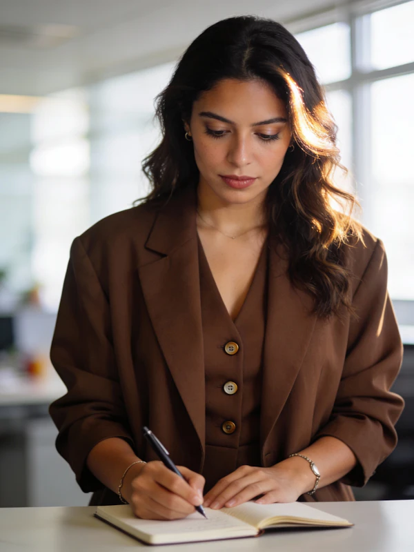 Focused Woman Writing