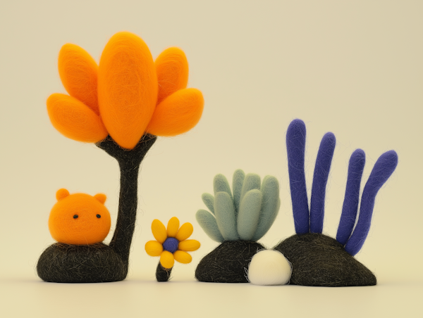 Whimsical Felted Wool Scene