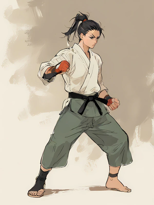 Martial Artist in Dynamic Pose