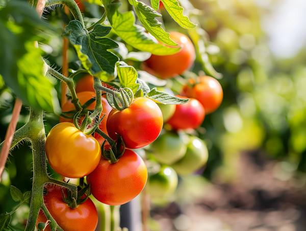 Ripe Tomato Plants in Sunlight