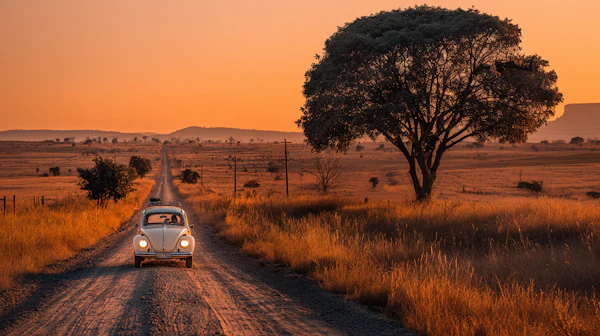 Vintage Car at Sunset