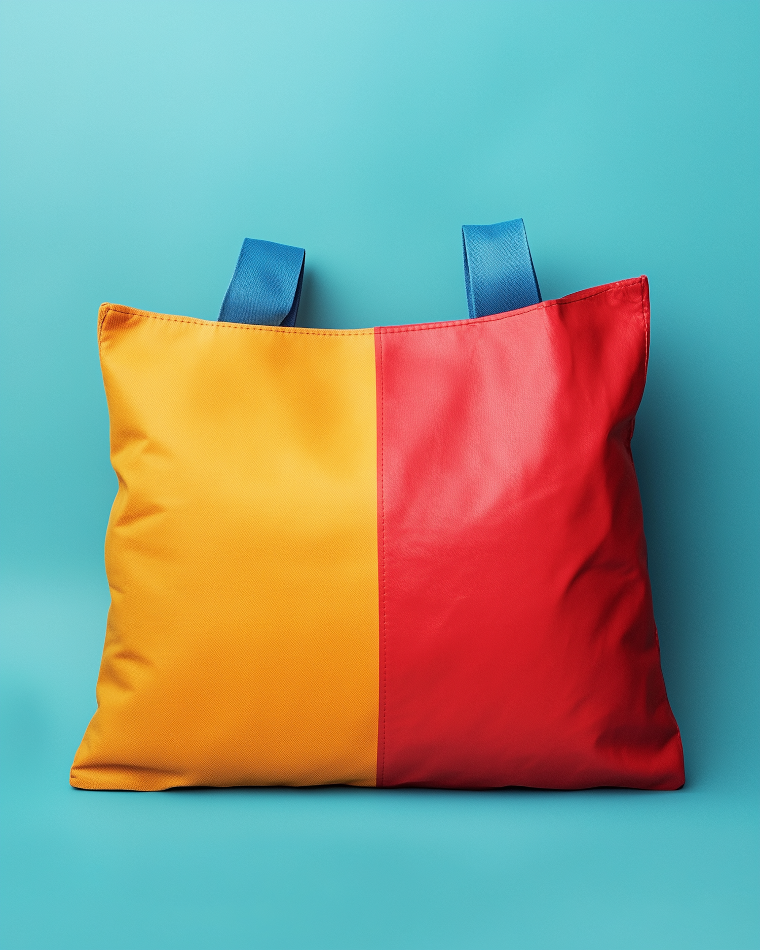 Vibrant Tote Bag on Turquoise Background