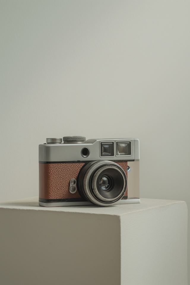 Vintage Elegance: Silver-Brown Classic Camera