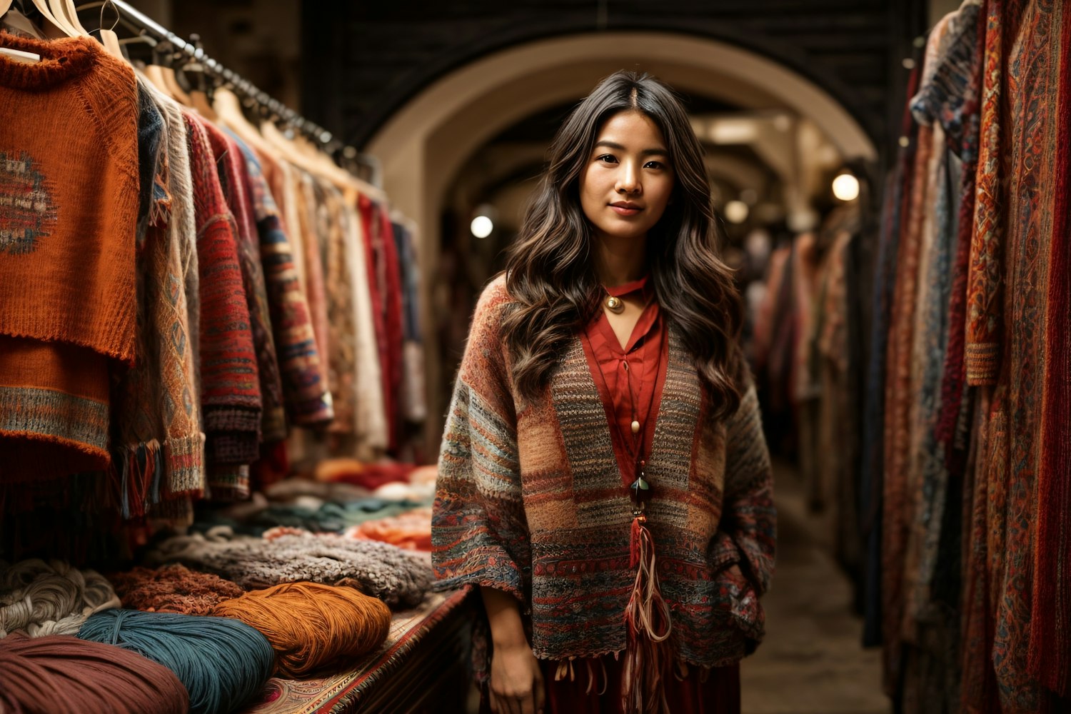 Woman in Textile Shop