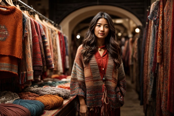 Woman in Textile Shop