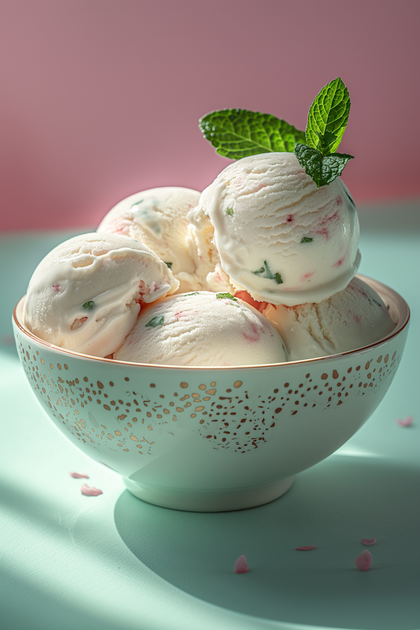 Luxurious Bowl of Mint Ice Cream