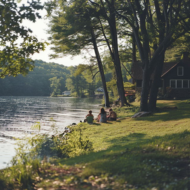 Lakeside Family Time at Sunset