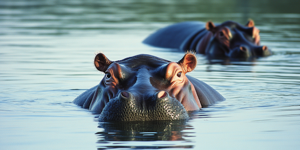 Hippos in Water