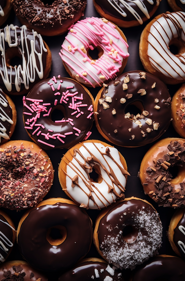 Assorted Decadence Doughnuts Display