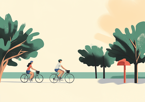 Serene Park Bike Ride Illustration