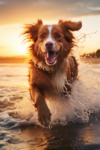 Sunset Splash: A Dog's Joyful Beach Frolic