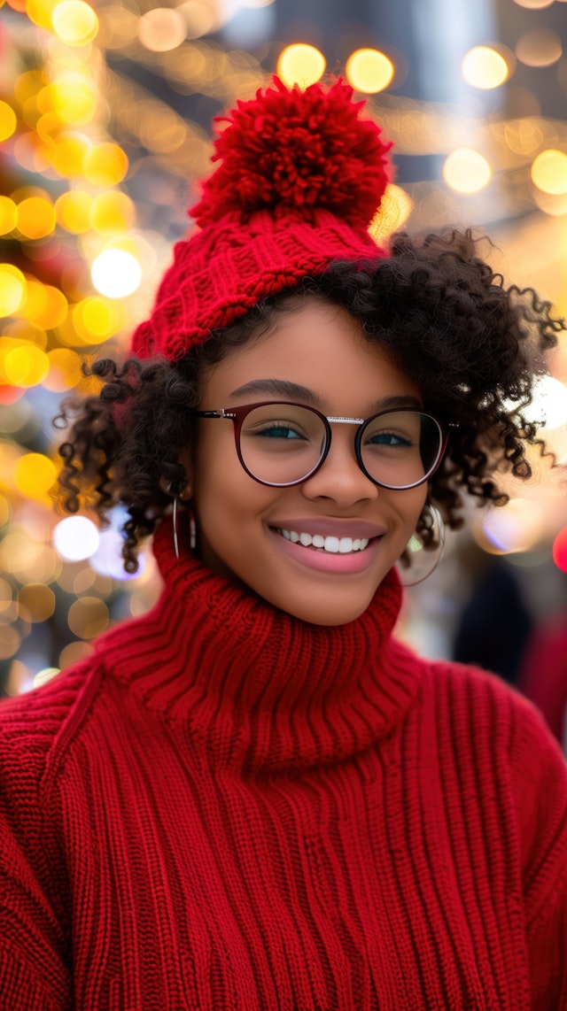 Cheerful Person in Red Attire