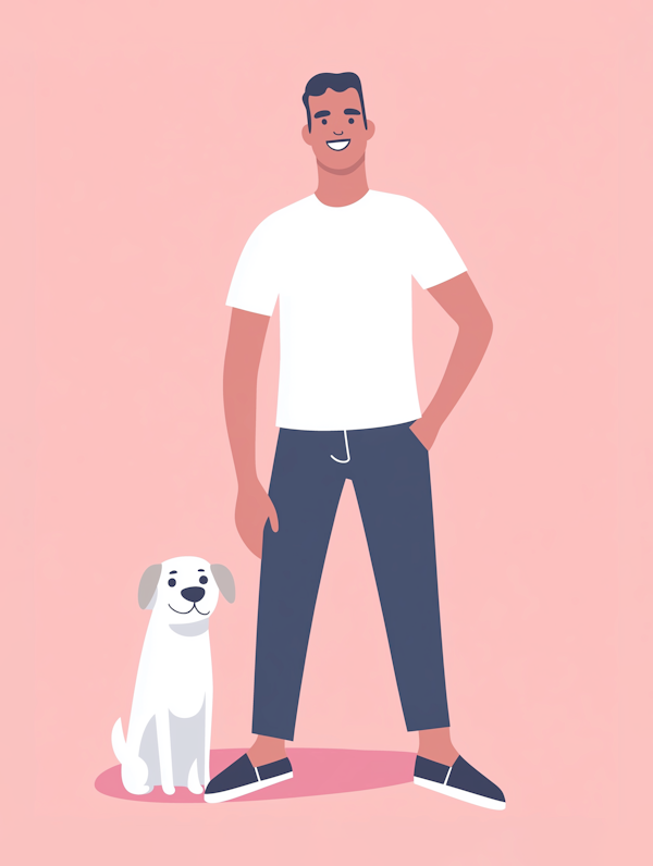 Man with Dog Illustration