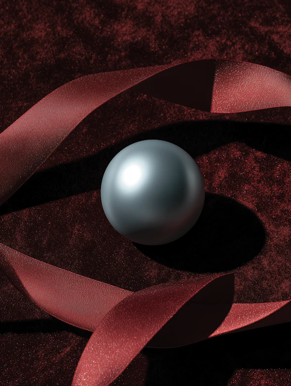 Silver Sphere on Velvet