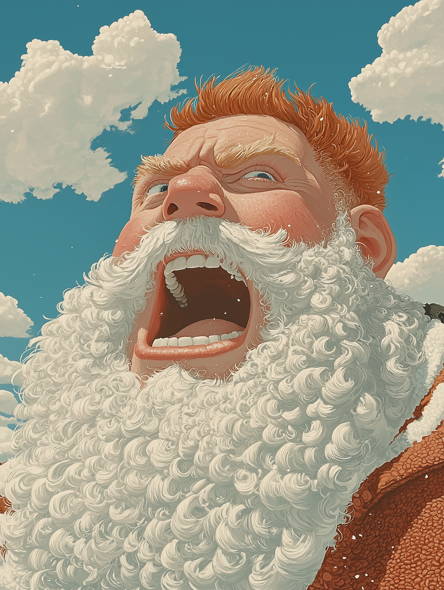 Vibrant Bearded Man Against Blue Sky