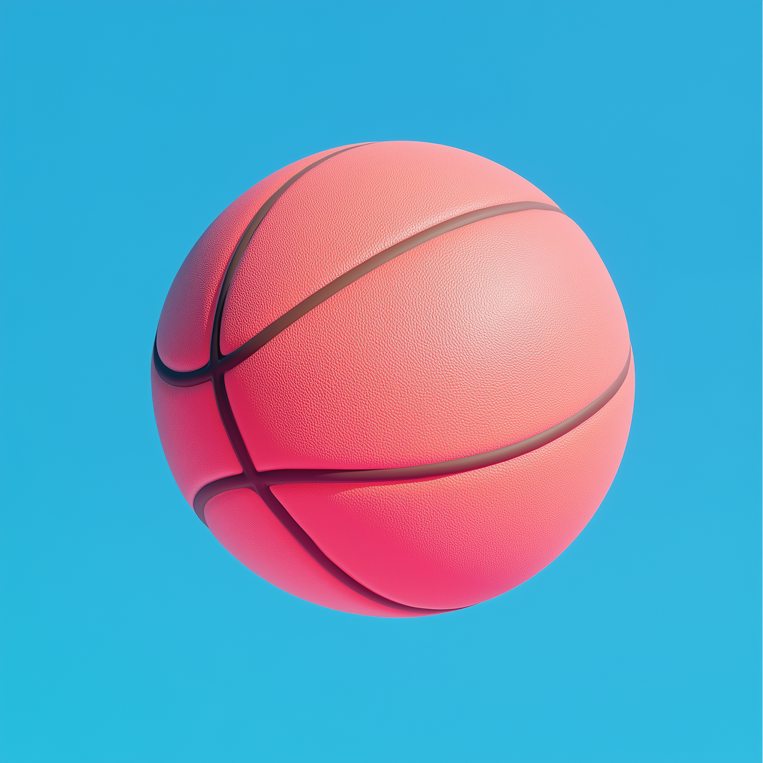 Vibrant Pink Basketball on Light Blue Background