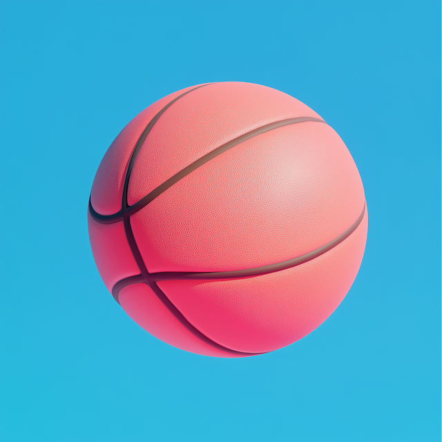 Vibrant Pink Basketball on Light Blue Background