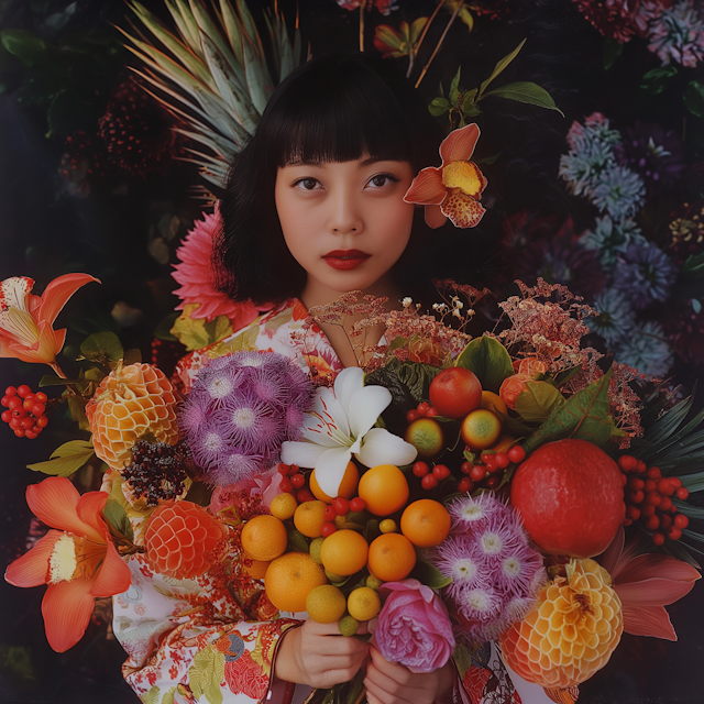 Serene Woman Amidst Floral Beauty