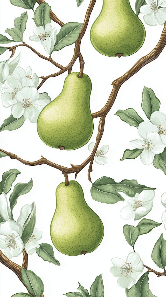 Pears and Blossoms Illustration