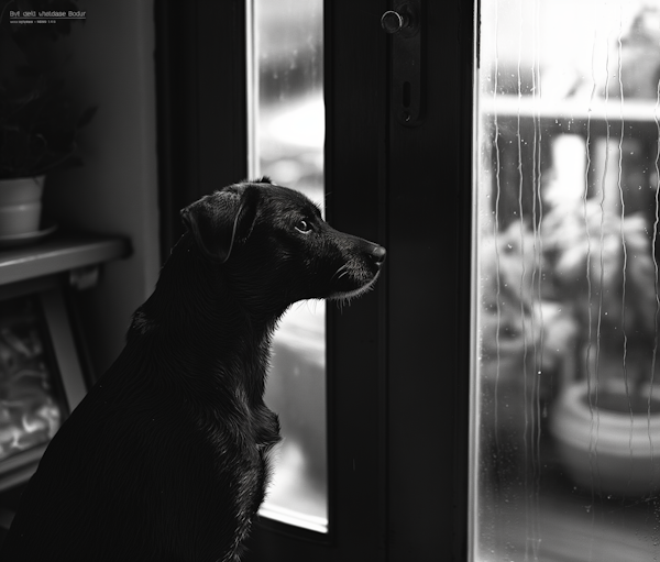 Contemplative Dog by the Window