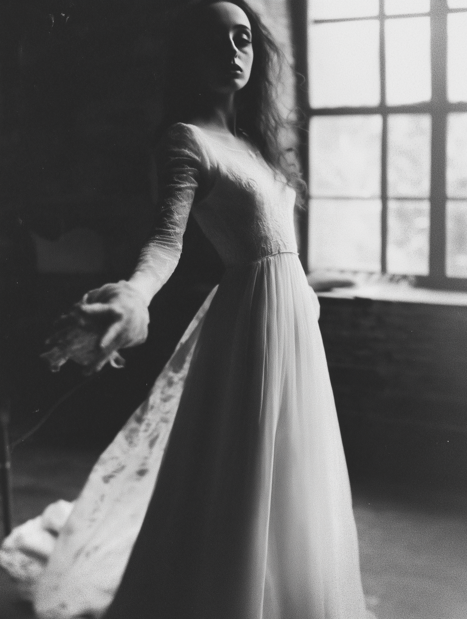 Graceful Woman in White Dress