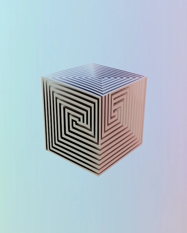 3D Maze Cube Art