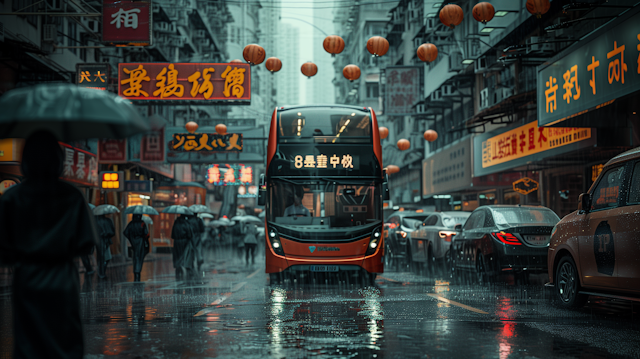 Rainy Urban Street Scenery