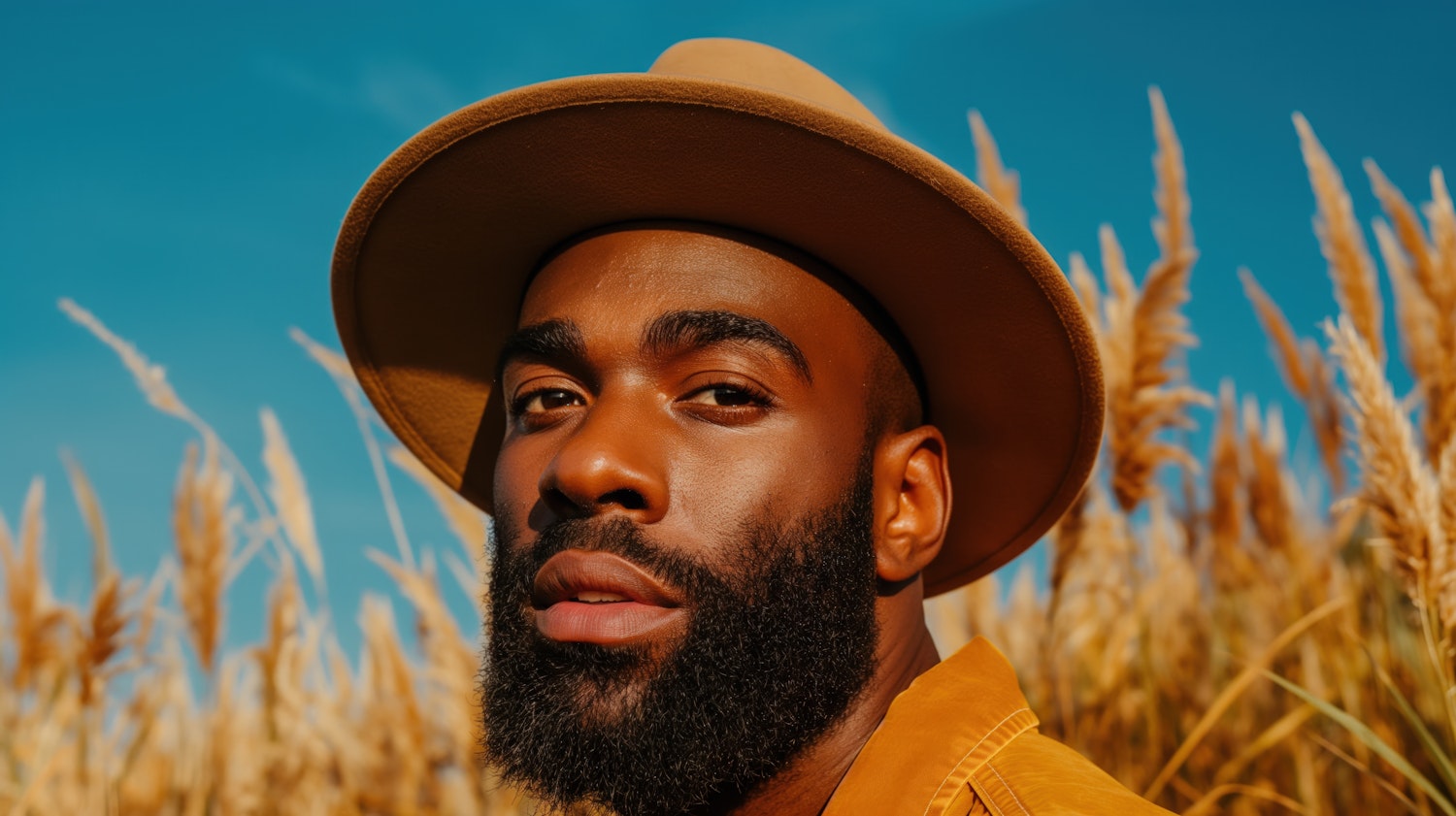 Contemplative Man in Wheat Field