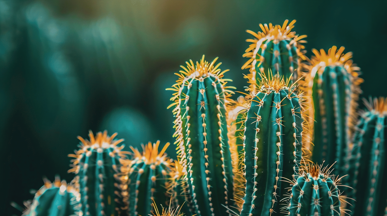 Vibrant Cacti in Desert Setting