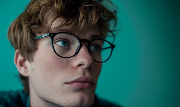 Pensive Young Man with Glasses