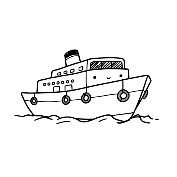 Playful Cartoon Ship