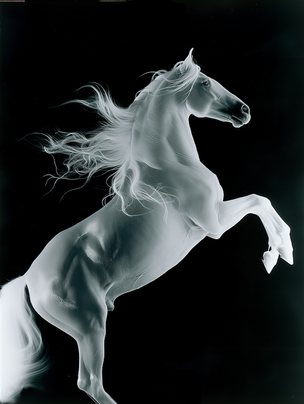 Elegant White Horse in Negative