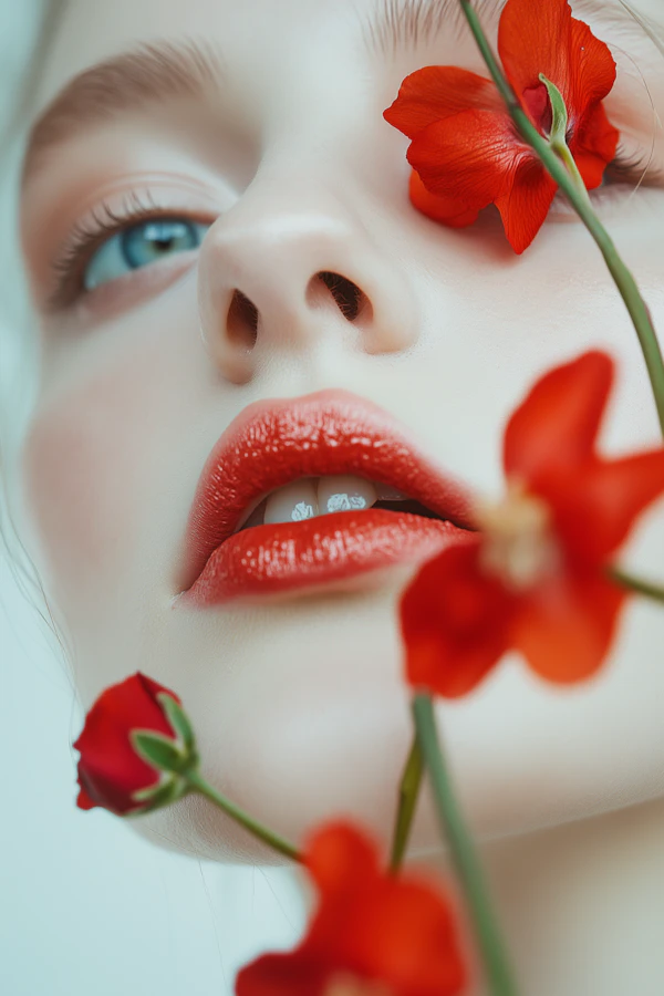 Red Flowers Portrait