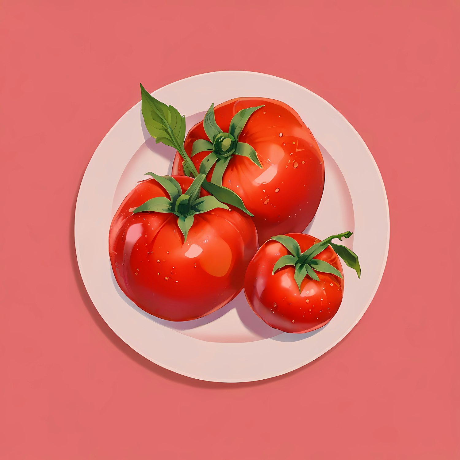 Vibrant Red Tomatoes on Pink Background