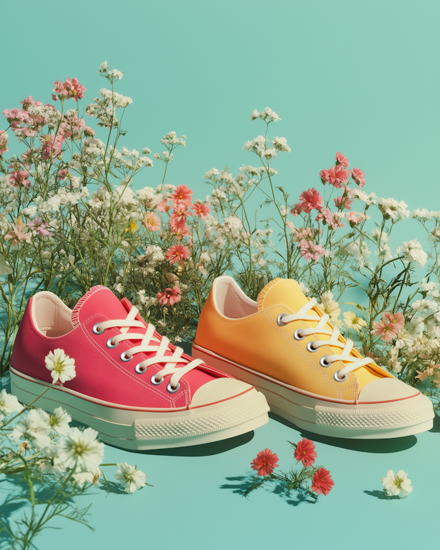 Colorful Sneakers with Flowers