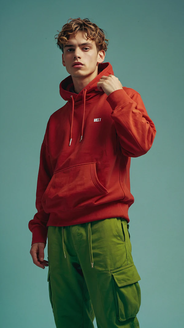 Young Man in Red Hoodie