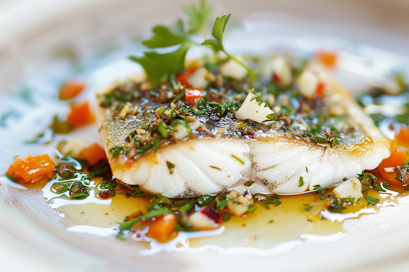 Garnished Fish Dish Close-Up Photo on Lummi