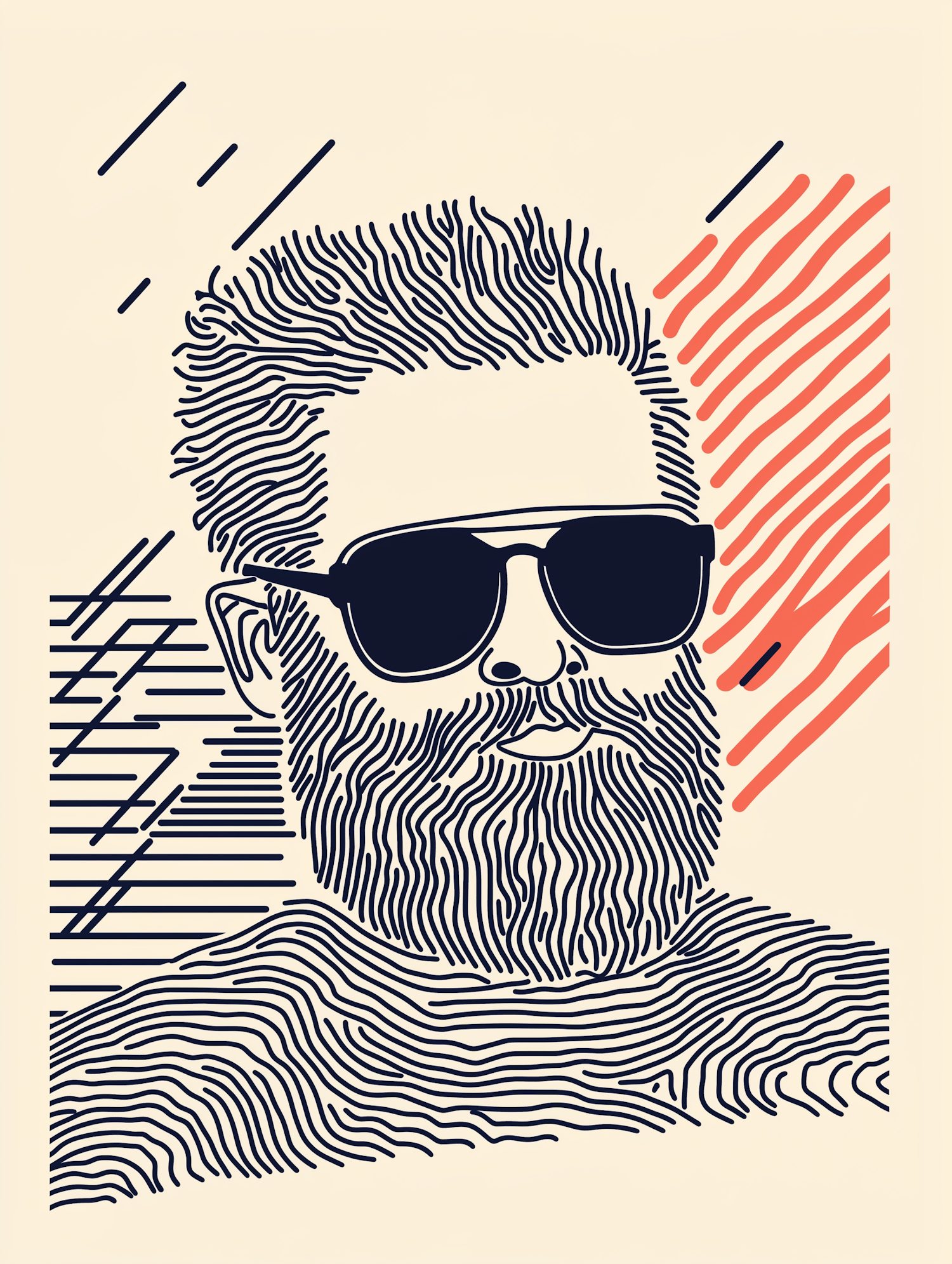 Stylized Bearded Man Illustration