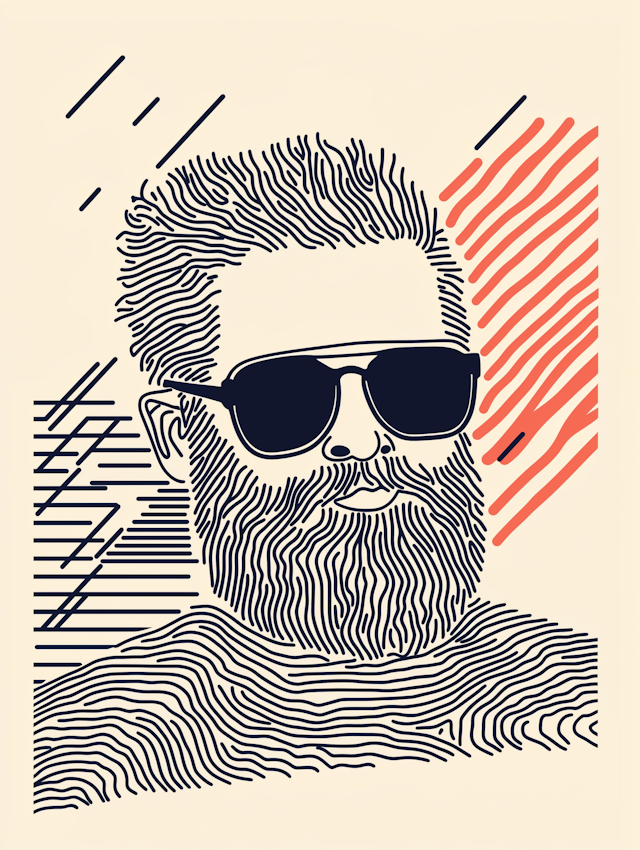 Stylized Bearded Man Illustration